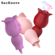 SacKnove 2021 Adult Female Masturbation Device Teasing Massage 7 Speed Licking Tongue Sucking Vibrator Rose Sex Toy For Women